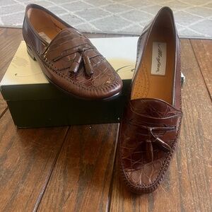 NEW IN BOX Mezlan Brown Crocodile Loafers